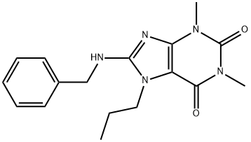 8-(benzylamino)-1,3-dimethyl-7-propyl-3,7-dihydro-1H-purine-2,6-dione Struktur