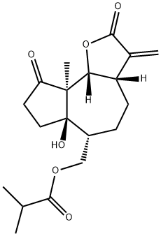 [[(3aS,9bβ)-3,3aβ,4,5,6,6a,7,8,9a,9bβ-Decahydro-6a-hydroxy-9aα-methyl-3-methylene-2,9-dioxoazuleno[4,5-b]furan-6α-yl]methyl]2-methylpropanoate Struktur