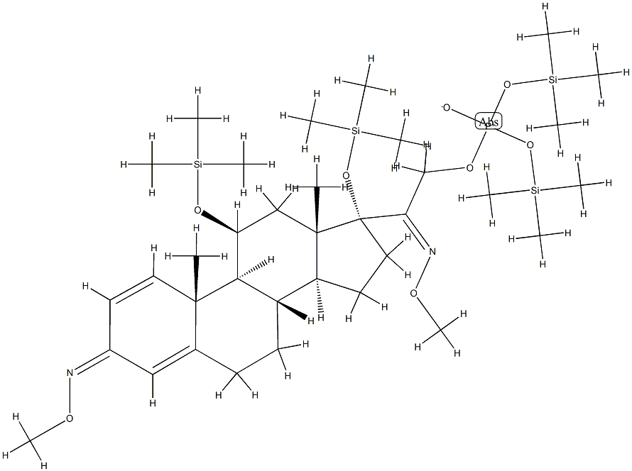 3,20-Bis(methoxyimino)-11β,17-bis(trimethylsilyloxy)pregna-1,4-dien-21-ol [phosphoric acid bis(trimethylsilyl)] ester Struktur