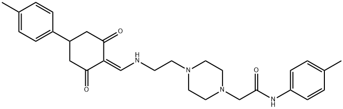 N-(4-methylphenyl)-2-{4-[2-({[4-(4-methylphenyl)-2,6-dioxocyclohexylidene]methyl}amino)ethyl]-1-piperazinyl}acetamide Struktur