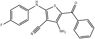 4-amino-5-benzoyl-2-(4-fluoroanilino)-3-thiophenecarbonitrile Struktur