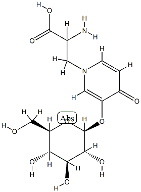 α-Amino-3-(β-D-glucopyranosyloxy)-4-oxo-1(4H)-pyridinepropionic acid Struktur