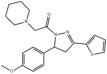 1-{2-[5-(4-methoxyphenyl)-3-(2-thienyl)-4,5-dihydro-1H-pyrazol-1-yl]-2-oxoethyl}piperidine Struktur