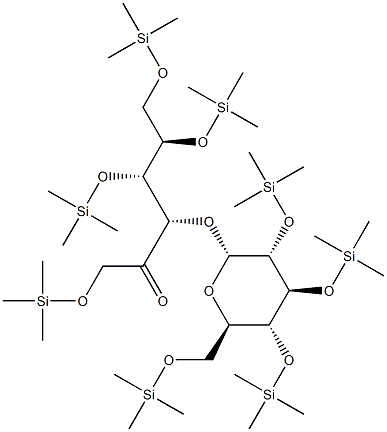 3-O-[2-O,3-O,4-O,6-O-Tetrakis(trimethylsilyl)-α-D-glucopyranosyl]-1-O,4-O,5-O,6-O-tetrakis(trimethylsilyl)-D-fructose Struktur