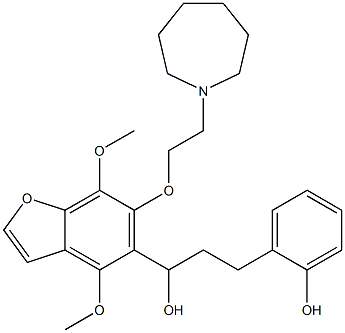 4,7-Dimethoxy-6-[2-(hexahydro-1H-azepin-1-yl)ethoxy]-α-[2-(2-hydroxyphenyl)ethyl]-5-benzofuranmethanol Struktur