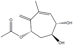 6-Cycloheptene-1,2,4-triol, 6-methyl-5-methylene-, 4-acetate, (1R,2R,4R)-rel- (9CI) Struktur