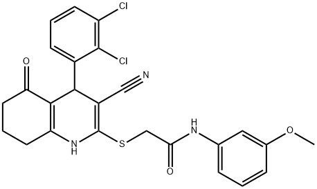 2-{[3-cyano-4-(2,3-dichlorophenyl)-5-oxo-1,4,5,6,7,8-hexahydroquinolin-2-yl]sulfanyl}-N-(3-methoxyphenyl)acetamide Struktur