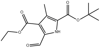 5-Formyl-3-methyl-1H-pyrrole-2,4-dicarboxylic acid 2-(1,1-dimethylethyl) 4-ethyl ester Struktur