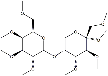 2-O-Methyl-1-O,3-O,4-O-trimethyl-5-O-(2-O,3-O,4-O,6-O-tetramethyl-β-D-galactopyranosyl)-D-fructopyranose Struktur