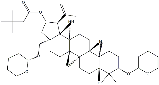 3β,28-Bis[(tetrahydro-2H-pyran-2-yl)oxy]lup-20(29)-en-21β-ol 3,3-dimethylbutanoate Struktur