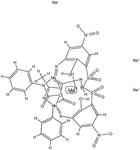 trisodium bis[3-[(4,5-dihydro-3-methyl-5-oxo-1-phenyl-1H-pyrazol-4-yl)azo]-2-hydroxy-5-nitrobenzenesulphonato(3-)]chromate(3-) Struktur