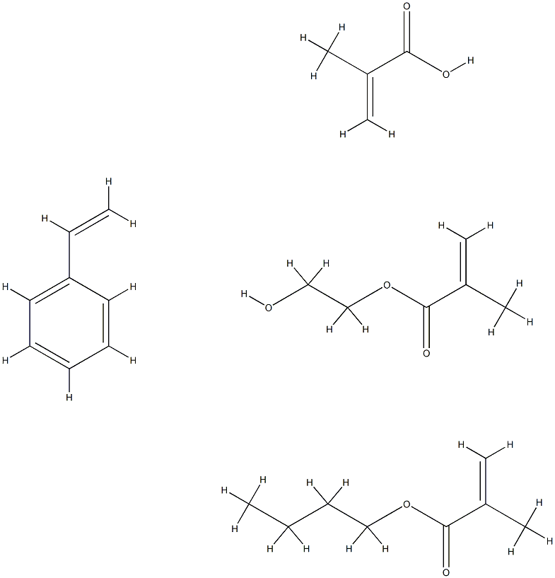 2-Propenoic acid, 2-methyl-, polymer with butyl 2-methyl-2-propenoate, ethenylbenzene, and 2-hydroxyethyl 2-methyl-2-propenoate Struktur