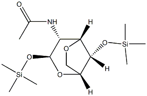 2-Acetylamino-3,6-anhydro-1-O,4-O-bis(trimethylsilyl)-2-deoxy-β-D-glucopyranose Struktur