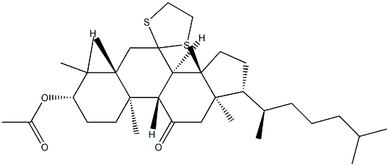 7,7-Ethylenedithio-3β-(acetyloxy)-11-oxo-5α-lanostane Struktur