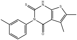 5,6-dimethyl-3-(3-methylphenyl)-2-sulfanylidene-1H-thieno[2,3-d]pyrimidin-4-one Struktur