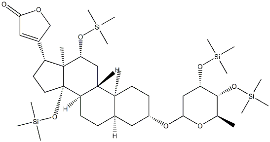 3β-[[2,6-Dideoxy-3-O,4-O-bis(trimethylsilyl)-D-ribo-hexopyranosyl]oxy]-12β,14-bis[(trimethylsilyl)oxy]-5β-card-20(22)-enolide Struktur