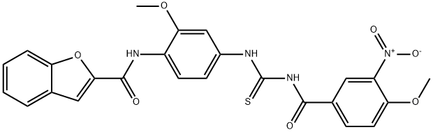 2-Benzofurancarboxamide,N-[2-methoxy-4-[[[(4-methoxy-3-nitrobenzoyl)amino]thioxomethyl]amino]phenyl]-(9CI) Struktur