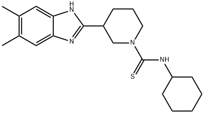 1-Piperidinecarbothioamide,N-cyclohexyl-3-(5,6-dimethyl-1H-benzimidazol-2-yl)-(9CI) Struktur