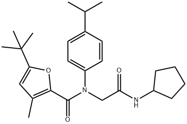 2-Furancarboxamide,N-[2-(cyclopentylamino)-2-oxoethyl]-5-(1,1-dimethylethyl)-3-methyl-N-[4-(1-methylethyl)phenyl]-(9CI) Struktur