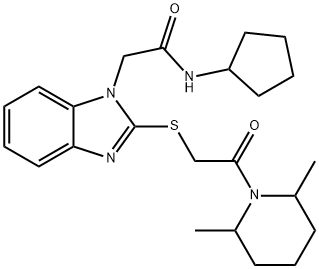 1H-Benzimidazole-1-acetamide,N-cyclopentyl-2-[[2-(2,6-dimethyl-1-piperidinyl)-2-oxoethyl]thio]-(9CI) Struktur