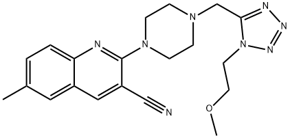 3-Quinolinecarbonitrile,2-[4-[[1-(2-methoxyethyl)-1H-tetrazol-5-yl]methyl]-1-piperazinyl]-6-methyl-(9CI) Struktur