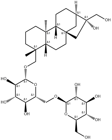 16,17-Dihydroxykauran-18-yl 6-O-β-D-glucopyranosyl-β-D-glucopyranoside Struktur