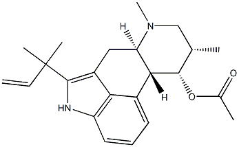 2-(1,1-Dimethyl-2-propenyl)-6,8β-dimethylergolin-9β-ol acetate Struktur