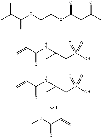 Butanoic acid, 3-oxo-, 2-[(2-methyl-1-oxo-2-propenyl)oxy]ethyl ester, polymer with 2-methyl-2-[(1-oxo-2-propenyl) amino]-1-propanesulfonic acid, 2-methyl-2-[(1-oxo-2-propenyl) amino]-1-propanesulfonic acid monosodium salt and methyl 2-propenoate Struktur