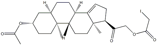 (17α)-3β,21-Dihydroxy-5β-pregn-14-en-20-one 3-acetate 21-iodoacetate Struktur