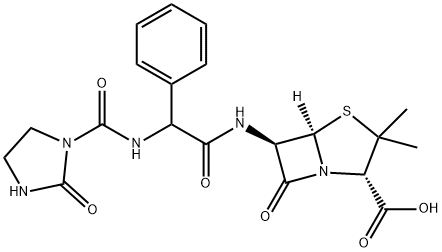 (2S,5R,6R)-3,3-dimethyl-7-oxo-6-(2-(2-oxoimidazolidine-1-carboxamido)-2-phenylacetamido)-4-thia-1-azabicyclo[3.2.0]heptane-2-carboxylic acid Struktur