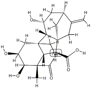 1α,4aα-(Carbonyloxymethylene)-2β,3β,5α-trihydroxy-1β-methyl-8-methylenegibbane-10β-carboxylic acid Struktur