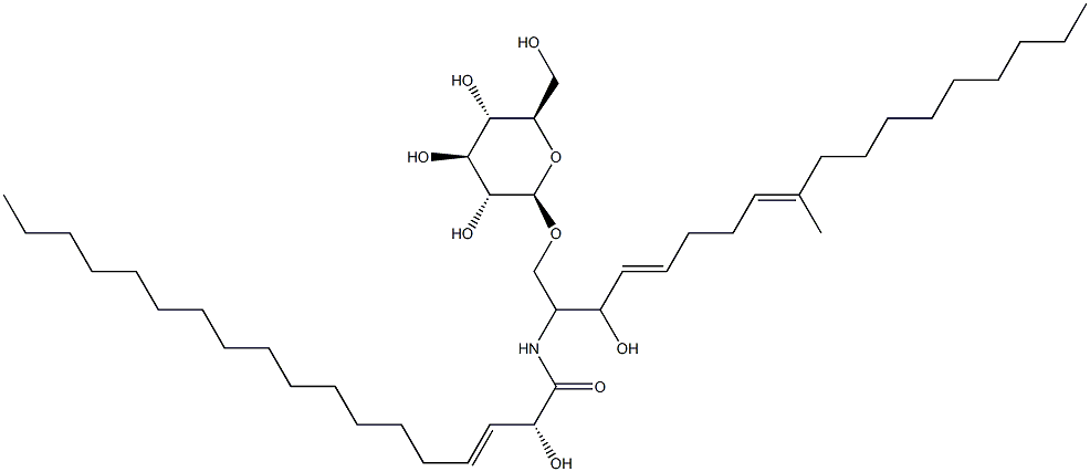 N-2'-hydroxy-3'-trans-octadecenoyl-1-o-beta-D-glucosyl- 9-methyl-cis-4,x-8-sphingadienine Struktur