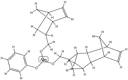 Phosphorous acid (bicyclo[2.2.1]hept-5-en-2-yl)methyl=[(1,2,3,4,4a,5,8,8a-octahydro-1,4:5,8-dimethanonaphthalen)-2-yl]methyl=phenyl ester Struktur