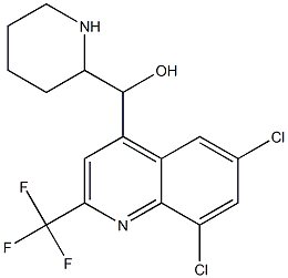 α-(2-Piperidyl)-2-(trifluoromethyl)-6,8-dichloro-4-quinolinemethanol Struktur