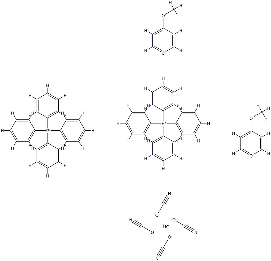 bis(tetraphenylphosphonium)tetracyanato-bis-4-methoxy-4-phenyltellurate(IV) Struktur