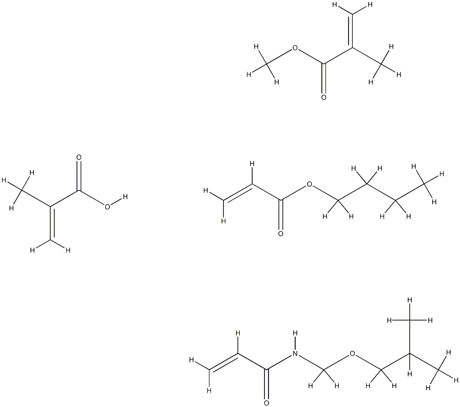 2-Propenoic acid, 2-methyl-, polymer with butyl 2-propenoate, methyl 2-methyl-2-propenoate and N-[(2-methylpropoxy)methyl]-2-propenamide Struktur