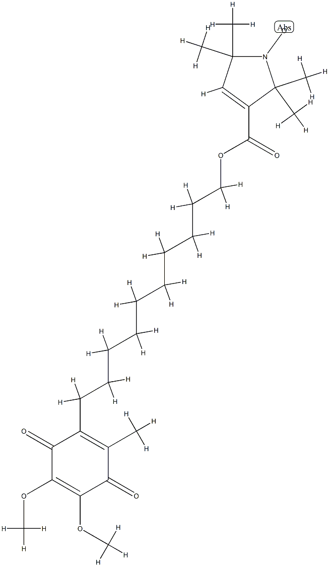 2,3-dimethoxy-5-methyl-6-(10-(2,2,5,5-tetramethyl-3-pyrrolin-1-oxyl-3-carboxy)decyl)-1,4-benzoquinone Struktur