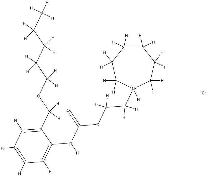 2-(1-azoniacyclohept-1-yl)ethyl N-[2-(pentoxymethyl)phenyl]carbamate c hloride Struktur