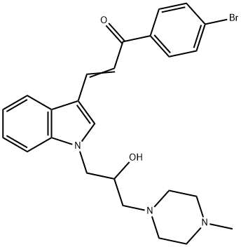 1-(4-bromophenyl)-3-{1-[2-hydroxy-3-(4-methyl-1-piperazinyl)propyl]-1H-indol-3-yl}-2-propen-1-one Struktur