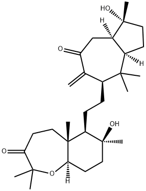 (5aR,9aα)-6β-[2-[(1R,3aR,5R,8aR)-Decahydro-1-hydroxy-1,4,4-trimethyl-6-methylene-7-oxoazulen-5-yl]ethyl]-4,5,5a,6,7,8,9,9a-octahydro-7β-hydroxy-2,2,5aβ,7α-tetramethyl-1-benzoxepin-3(2H)-one Struktur