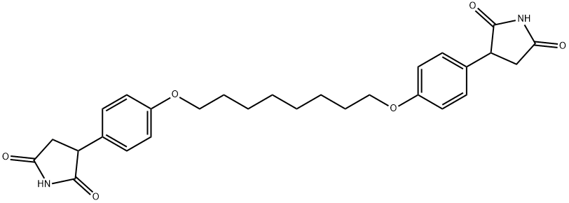 3-[4-[8-[4-(2,5-dioxopyrrolidin-3-yl)phenoxy]octoxy]phenyl]pyrrolidine -2,5-dione Struktur