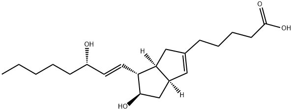 [3aS,(+)]-1,3aα,4,5,6,6aα-Hexahydro-5β-hydroxy-6α-[(1E,3S)-3-hydroxy-1-octenyl]pentalene-2-pentanoic acid Struktur