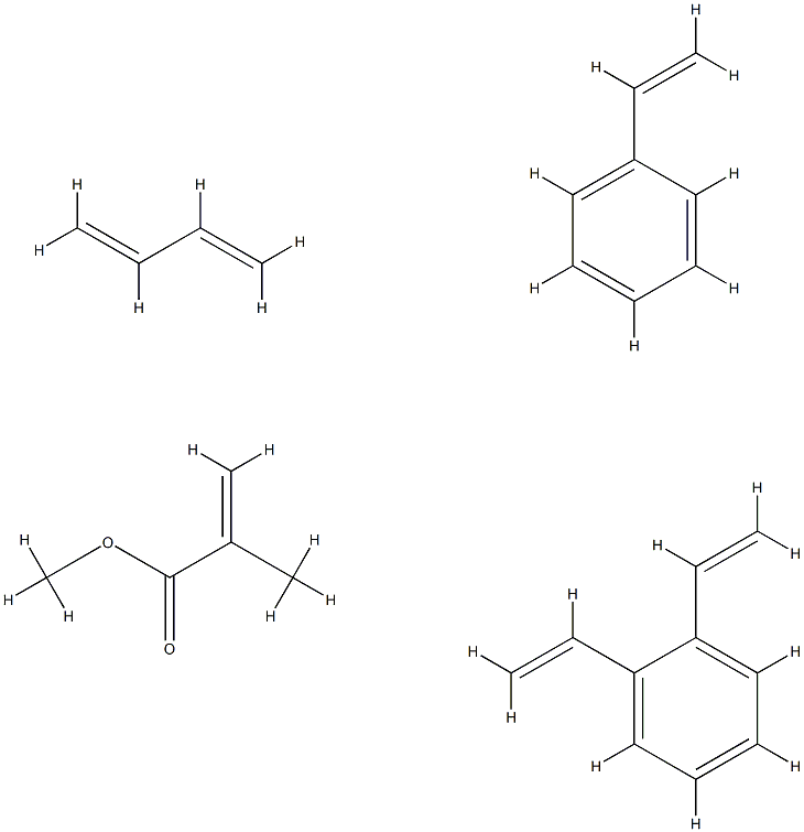 2-Propenoic acid, 2-methyl-, methyl ester, polymer with 1,3-butadiene, diethenylbenzene and ethenylbenzene Struktur