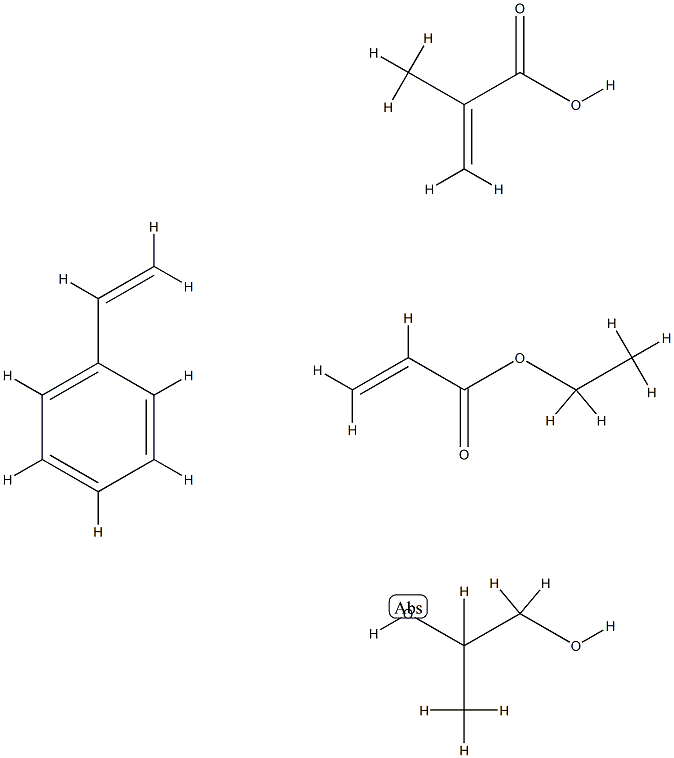 2-Propenoic acid, 2-methyl-, monoester with 1,2-propanediol, polymer with ethenylbenzene and ethyl 2-propenoate Struktur