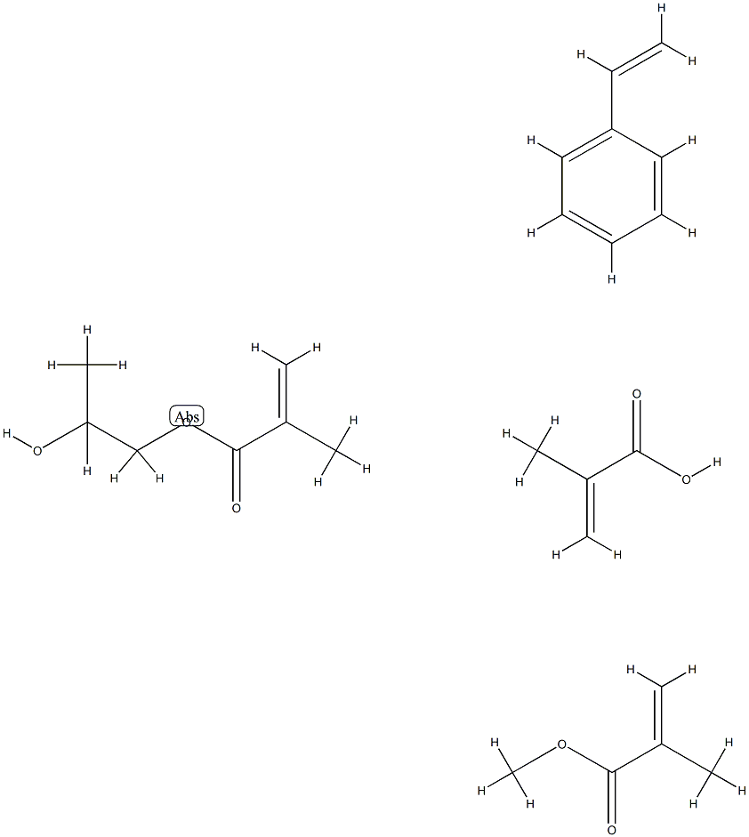 2-Propenoic acid, 2-methyl-, polymer with ethenylbenzene, methyl 2-methyl-2-propenoate and 1,2-propanediol mono(2-methyl-2-propenoate) Struktur