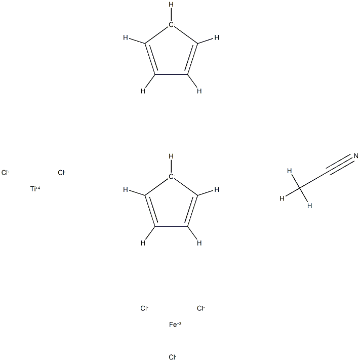 bis(cyclopentadienyl)acetonitrilechlorotitanium (IV) tetrachloroferrate (III) Struktur