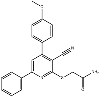 2-{[3-cyano-4-(4-methoxyphenyl)-6-phenyl-2-pyridinyl]sulfanyl}acetamide Struktur