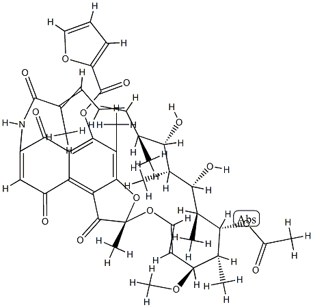 (2S,16S,17S,18R,19S,20S,21S,22R,23S)-21-(acetyloxy)-17,19-dihydroxy-23-methoxy-2,4,12,16,18,20,22-heptamethyl-1,6,9,11-tetraoxo-1,2,6,9-tetrahydro-2,7-(epoxypentadeca[1,11,13]trienoimino)naphtho[2,1-b\n]furan-5-yl 2-furoate Struktur