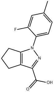 1-(2-fluoro-4-methylphenyl)-1H,4H,5H,6H-cyclopenta[c]pyrazole-3-carboxylic acid Struktur