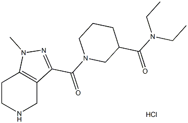 N,N-diethyl-1-[(1-methyl-4,5,6,7-tetrahydro-1H-pyrazolo[4,3-c]pyridin-3-yl)carbonyl]piperidine-3-carboxamide hydrochloride Struktur